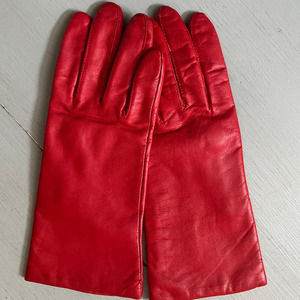 Red Authentic Leather Women's Gloves Size 7